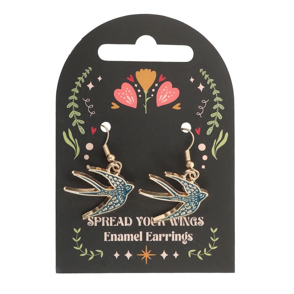 Something Different - Blue Spread Your Wings Swallow Earrings - Multicolours